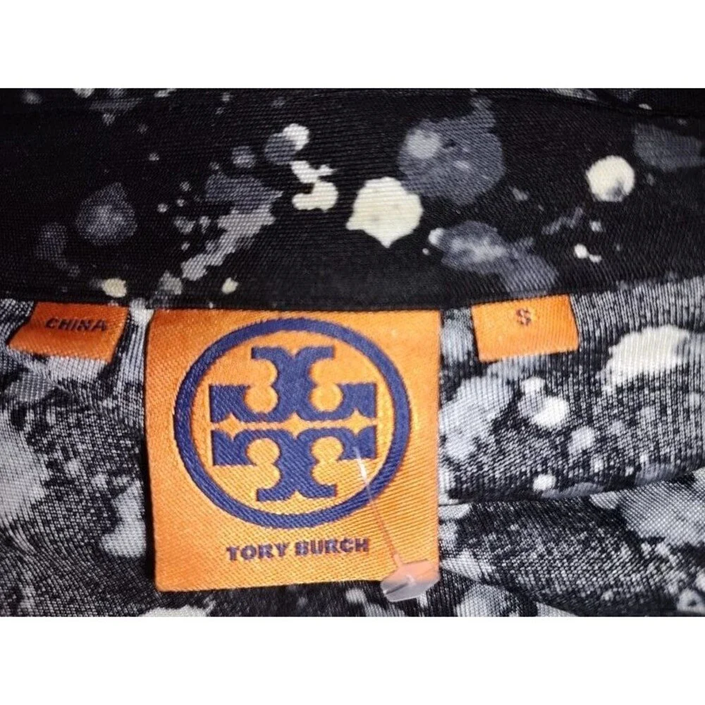 Women's Tory Burch 100% Silk Black White Belted Dress Size Small